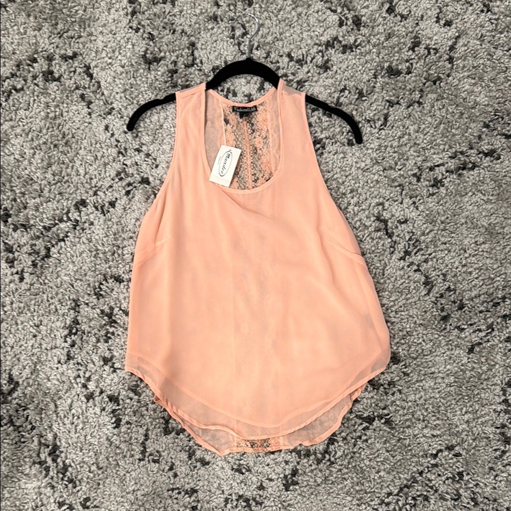 Peach Lace Women's Tank Top